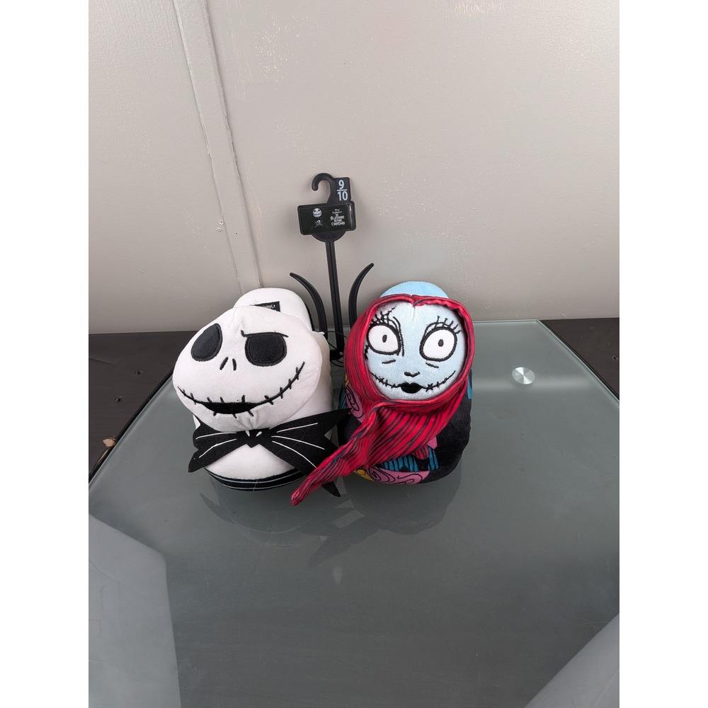 Disney Nightmare Before Christmas Jack and Sally Plush Slippers 9/10 Mismatched